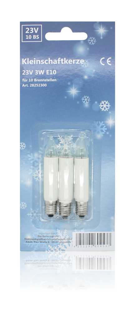 Zeige Details für Kleinschaftkerze 23V 3W E10 3er-Blister Bild von Kleinschaftkerze 23V 3W E10 3er-Blister