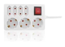 Zeige Details für Steckdosenleiste 4x Euro und 3x Schutzkontakt mit 1,4m Zuleitung und Schalter weiß Bild von Steckdosenleiste 4x Euro und 3x Schutzkontakt mit 1,4m Zuleitung und Schalter weiß