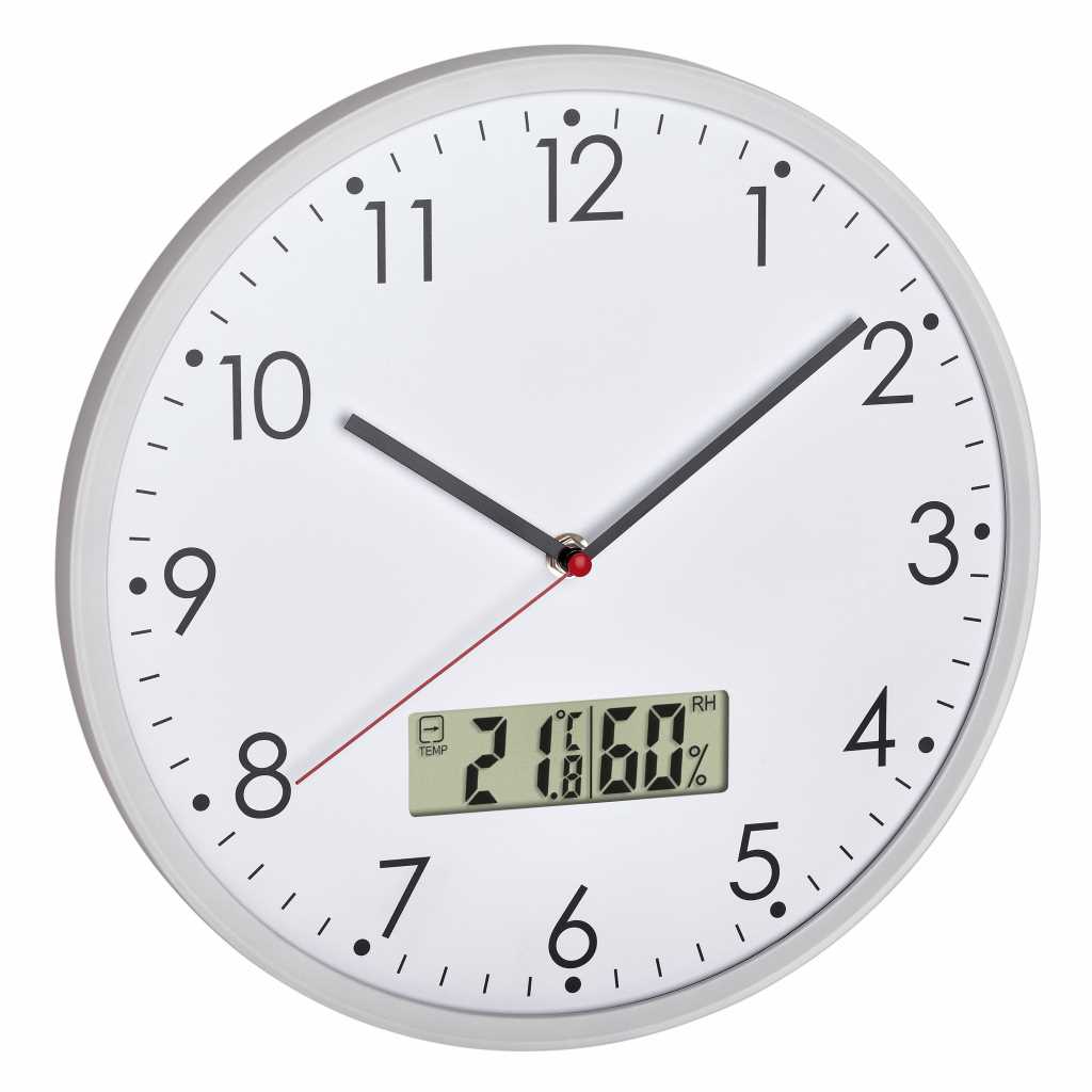 Zeige Details für Wanduhr mit digitalem Thermometer und Hygrometer 60.3048.02 Bild von Wanduhr mit digitalem Thermometer und Hygrometer 60.3048.02