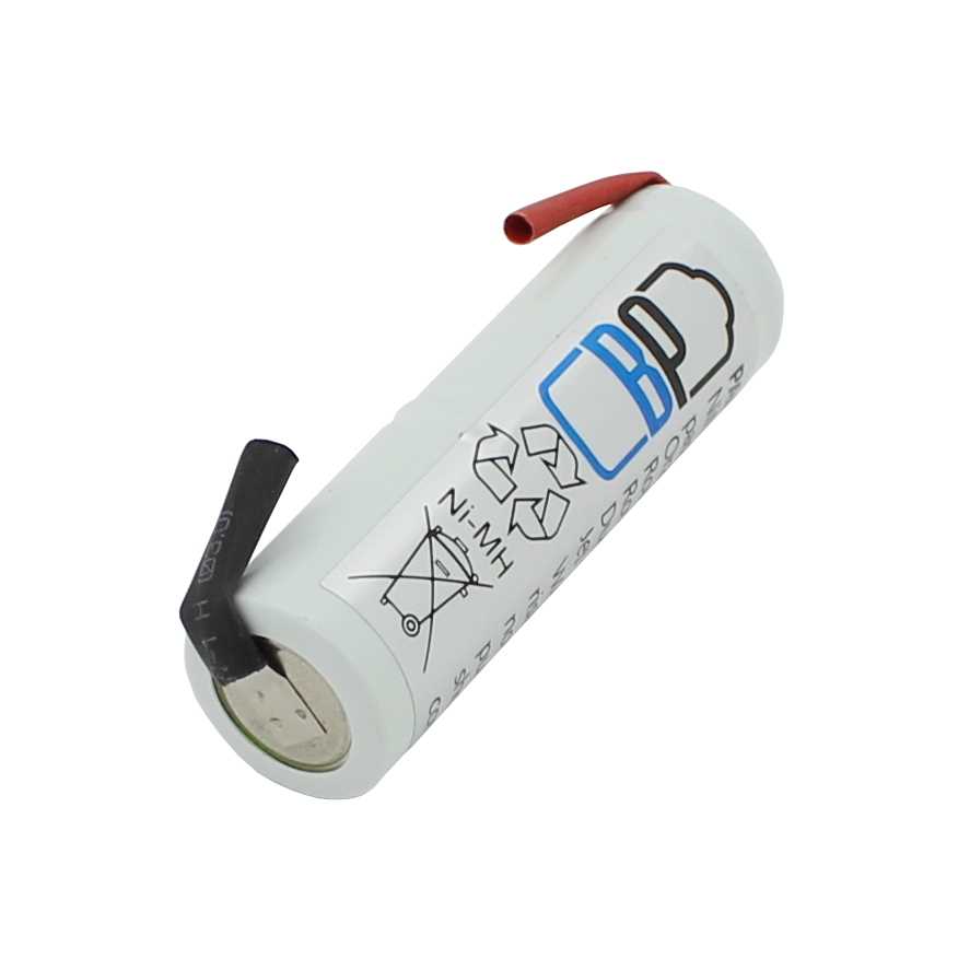 Bild von Akkupack NiMH 2,4V 1100mAh L1x2 GP110AFH mit Lötfahnen U-Form 10mm Überstand passend für Rowenta Dentacontrol Duo