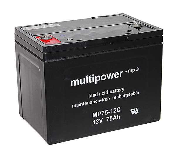 Bild von Multipower MP75-12C 12V 75Ah zyklenfest passend für Invacare Comet