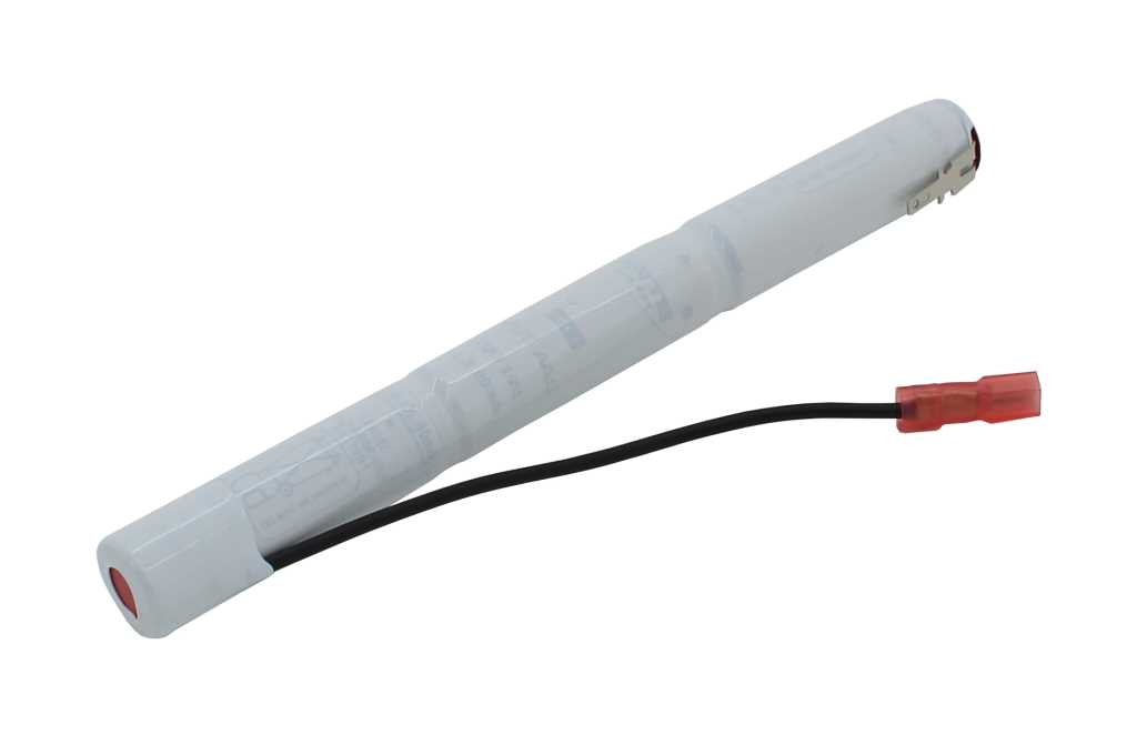 Bild von Notleuchtenakku NiCd 3,6V 860mAh L1x3 Mignon AA mit Fastonstecker 2,8mm +Pol und 110mm Kabel und Faston-Buchse 2,8mm -Pol passend für RZB 71107840