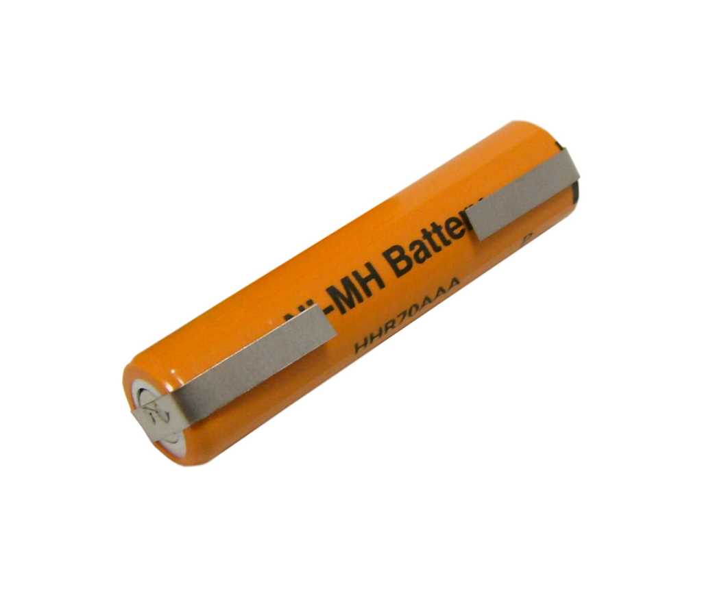 Bild von Panasonic NiMH-Akku HHR-70AAA 700mAh Flattop mit Lötfahnen U-Form