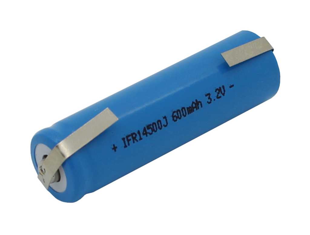 Bild von IFR14500 LiFePO4 3,2V 600mAh mit Lötfahnen U-Form