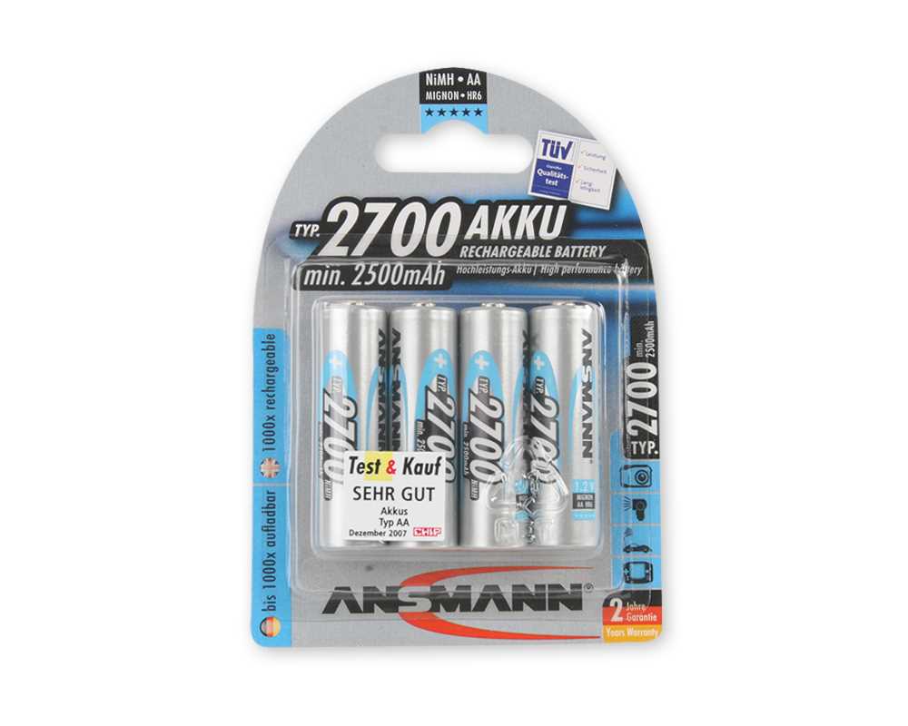 Bild von Ansmann NiMH-Akku Mignon 2700mAh 5030842 4er-Blister