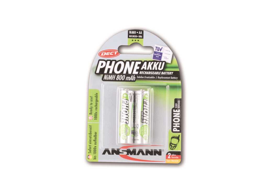 Bild von Ansmann NiMH-Akku Mignon 800mAh DECT 5030902 2er Blister