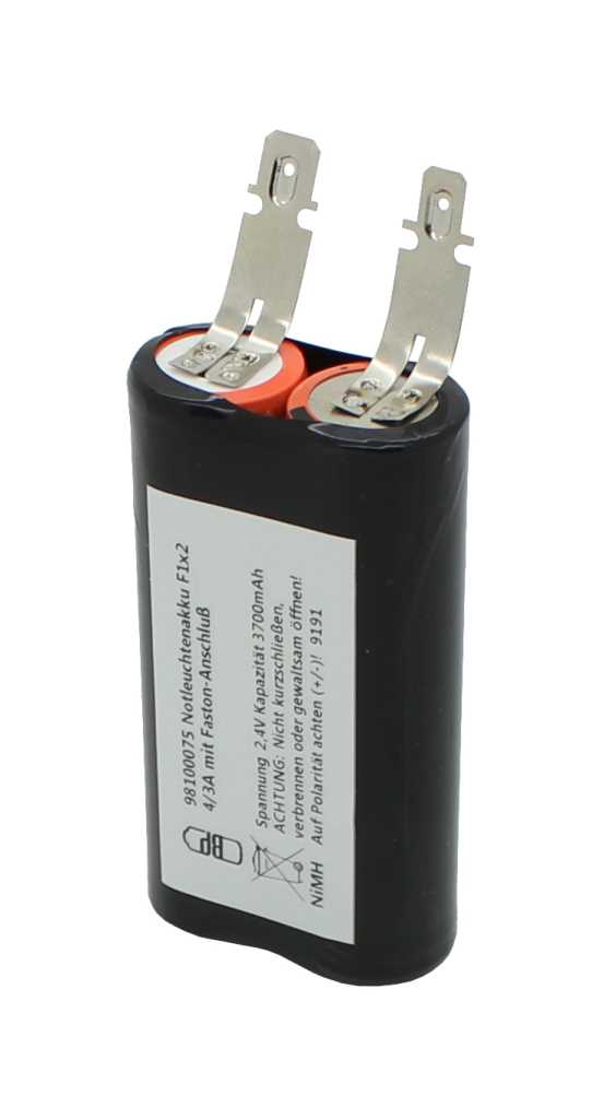 Bild von Notleuchtenakku NiMH 2,4V 3600mAh F1x2 4/3A mit Faston-Anschluss