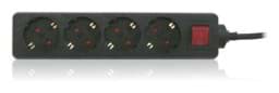 Bild von Steckdosenleiste 4x Schutzkontakt mit 1,4m Zuleitung und Schalter schwarz