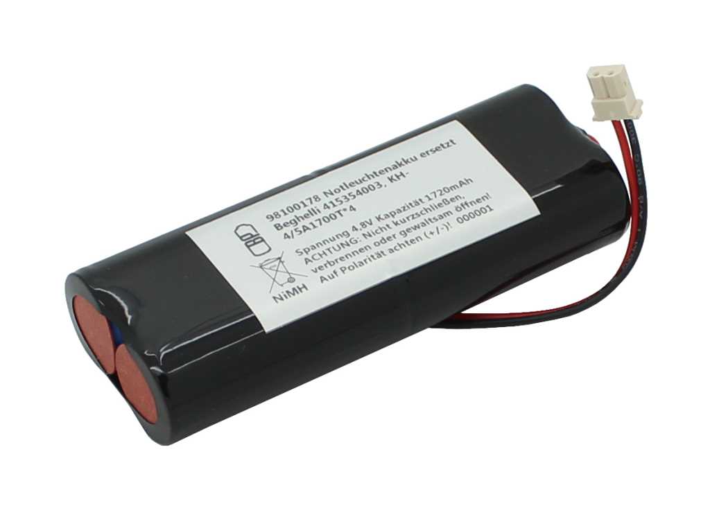 Bild von Notleuchtenakku NiMH 4,8V 1720mAh L2x2 4/5A mit Kabel und Stecker ersetzt Beghelli 415344002