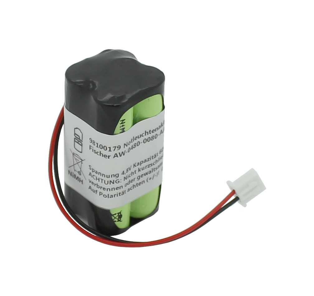 Bild von Notleuchtenakku NiMH 4,8V 600mAh F2x2 Micro AAA mit 100mm Kabel und Stecker passend für Sikora 570001