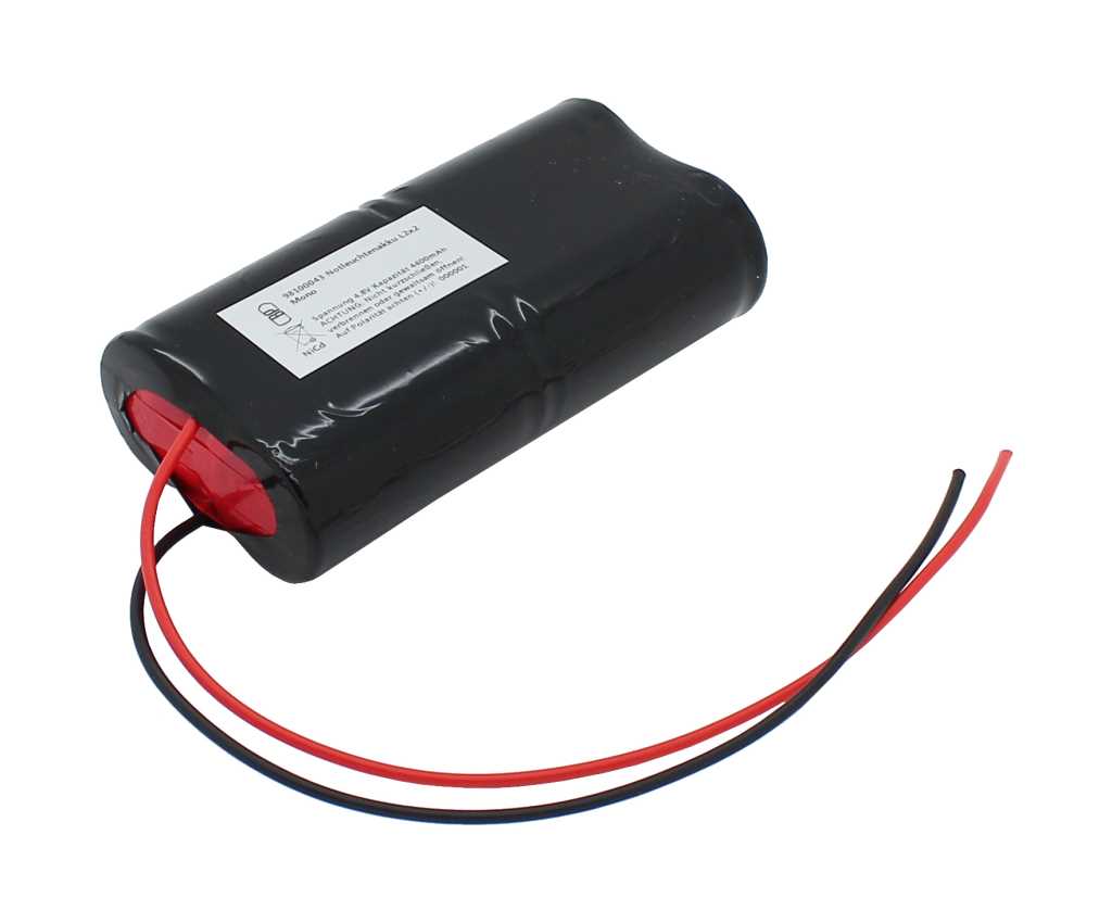 Bild von Notleuchtenakku NiCd 4,8V 4500mAh L2x2 Mono D mit 200mm Kabel einseitig