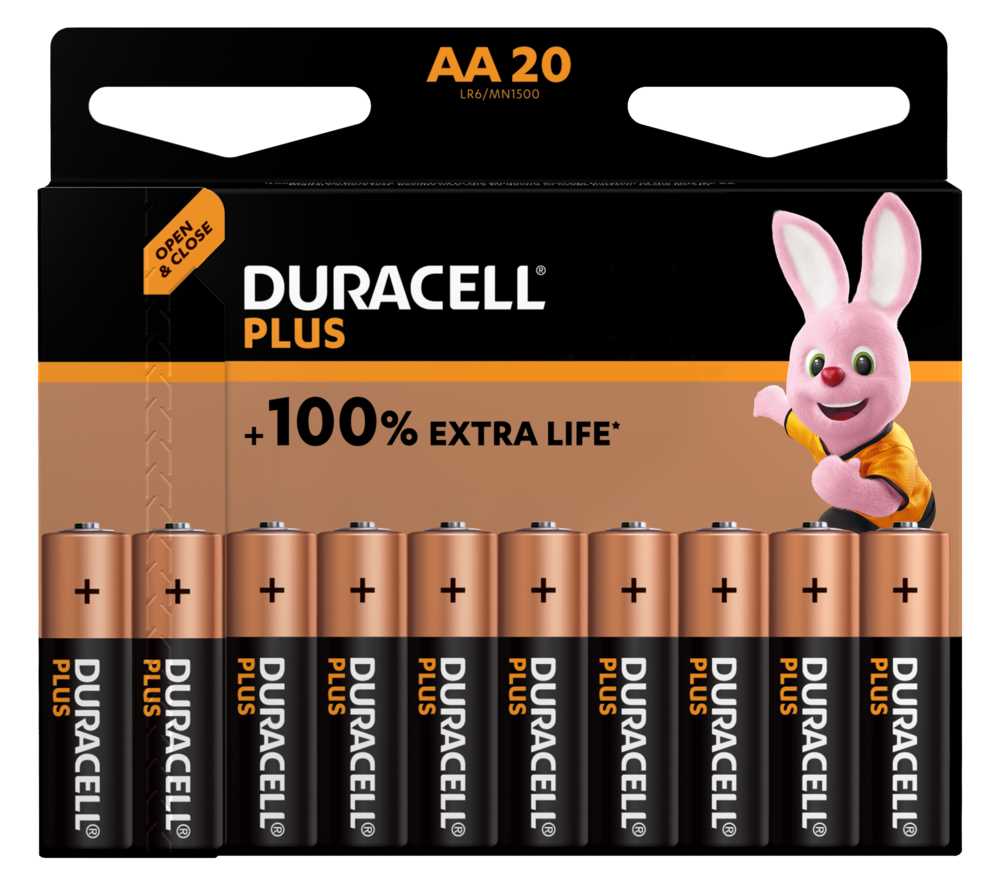 MN1500 Alkaline Batterien im 20er Blister 100 Duracell Plus Power AA Mignon