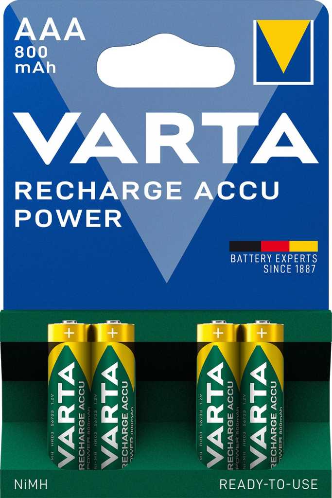 Bild von Varta 56703 Recharge Accu Power NiMH-Akku Micro 800mAh 4er-Blister