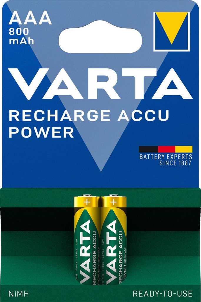 Bild von Varta 56703 Recharge Accu Power NiMH-Akku Micro 800mAh 2er Blister