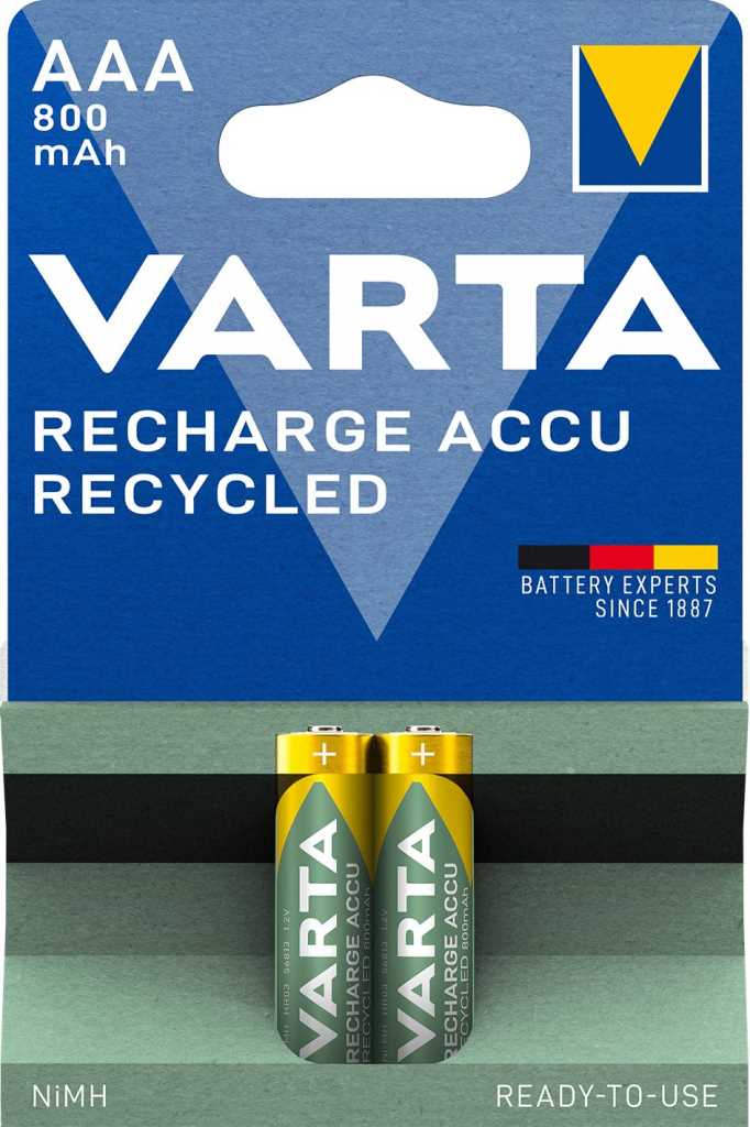 Bild von Varta 56813 Recharge Accu Recycled NiMH-Akku Micro 800mAh 2er Blister
