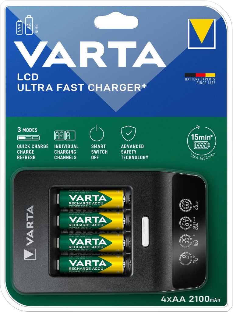 Bild von Varta 57685 101 441 LCD Ultra Fast Charger inkl. 4x AA 2100mAh 56706