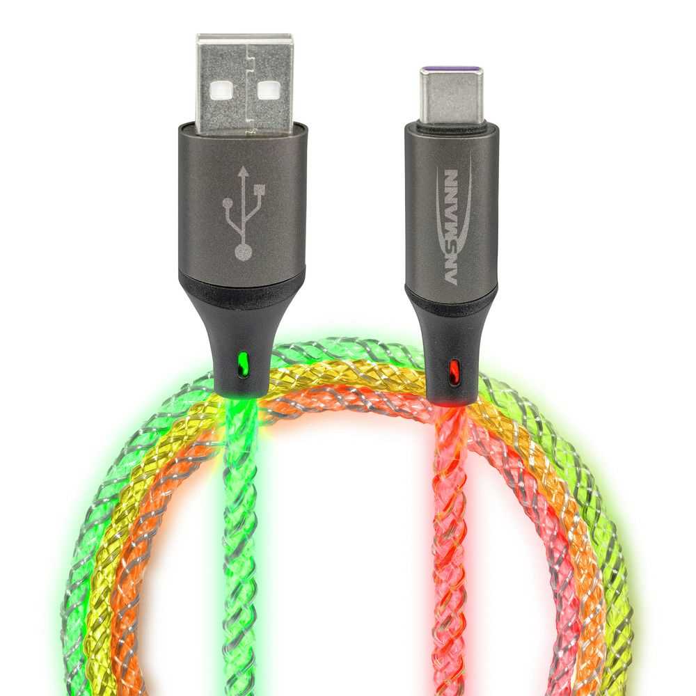 Bild von Ansmann USB-A auf USB Typ-C Kabel mit LED-Beleuchtung 100 cm 1700-0158