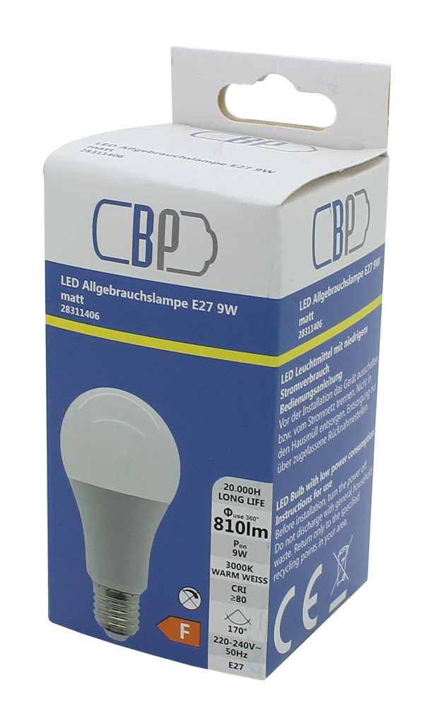 Bild von BP LED Allgebrauchslampe E27 9W warm weiß matt