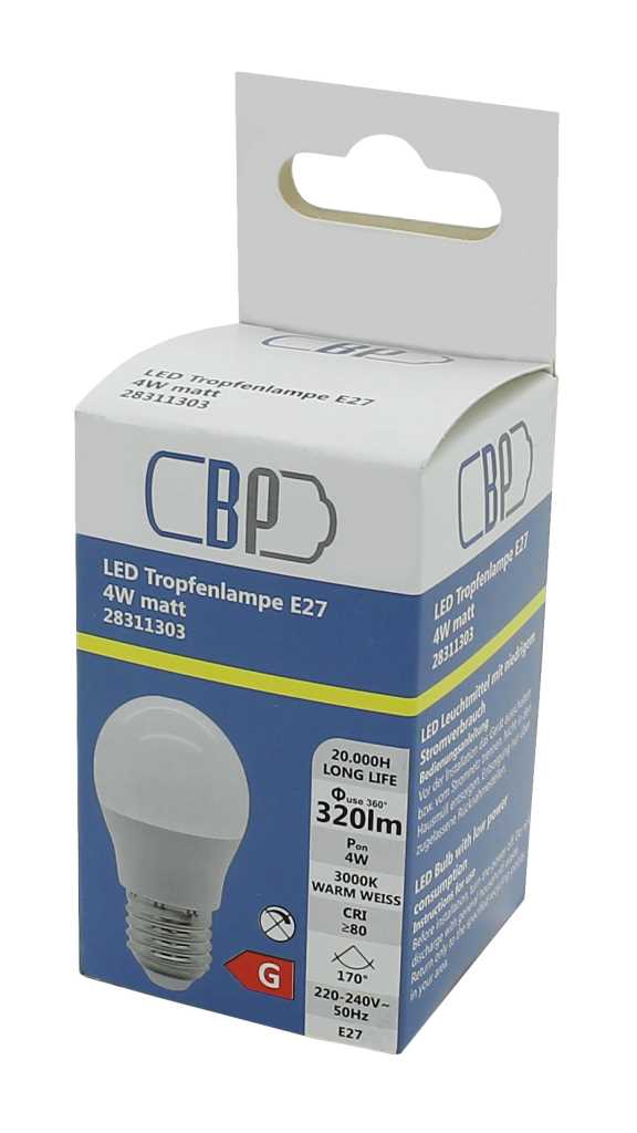 Bild von BP LED Tropfenlampe E27 4W warm weiß matt