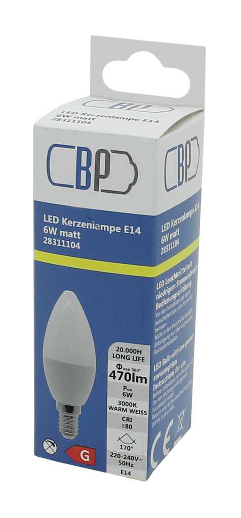 Bild von BP LED Kerzenlampe E14 6W warm weiß matt