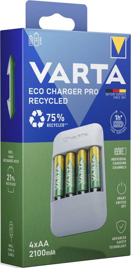Bild von Varta 57683 101 121 Eco Charger Pro Recycled inkl. 4x AA 56816 2100mAh