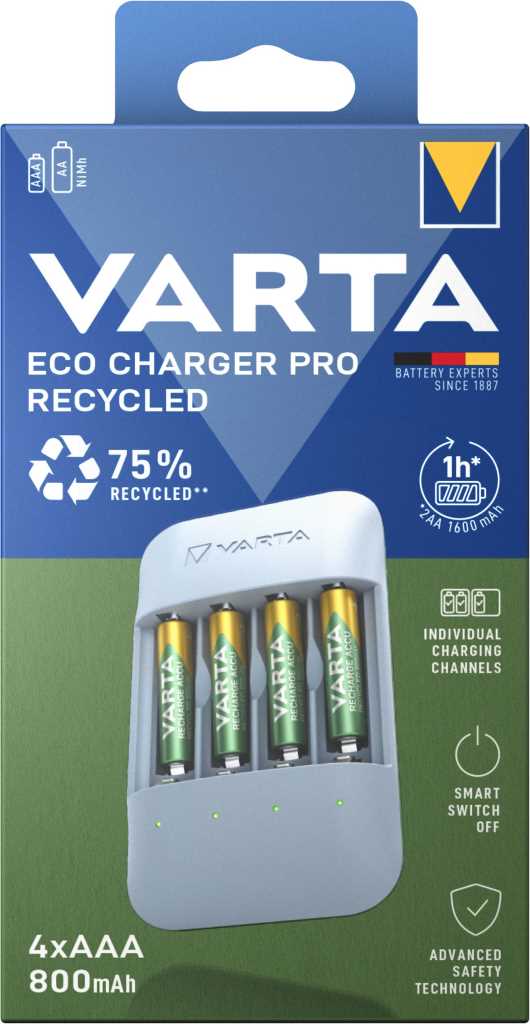 Bild von Varta 57683 101 131 Eco Charger Pro Recycled inkl. 4x AAA 56813 800mAh