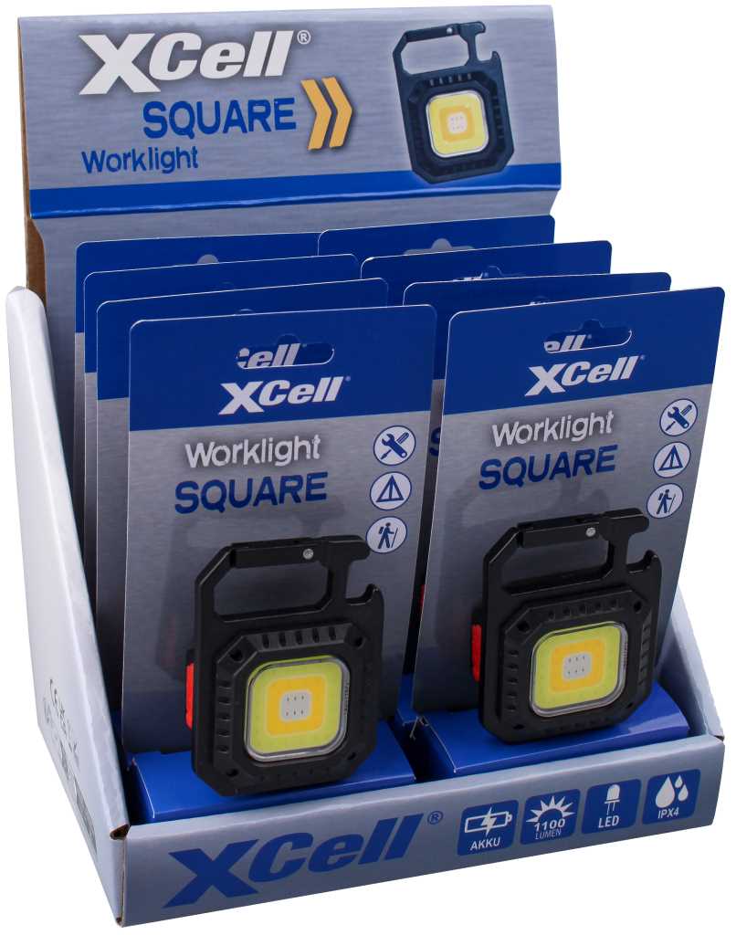 Bild von XCell Work Square LED-Akku-Leuchte im pratischen Thekendisplaydisplay mit 8 Stück Display